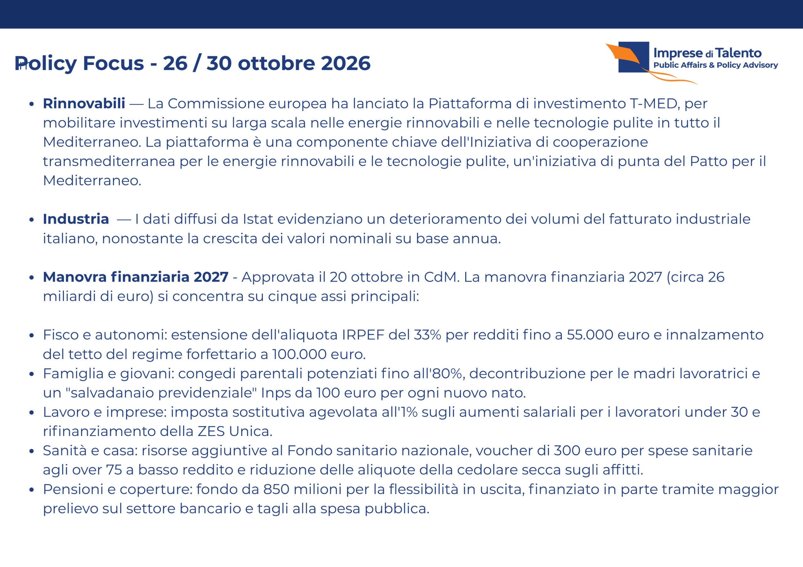 Policy focus public affairs